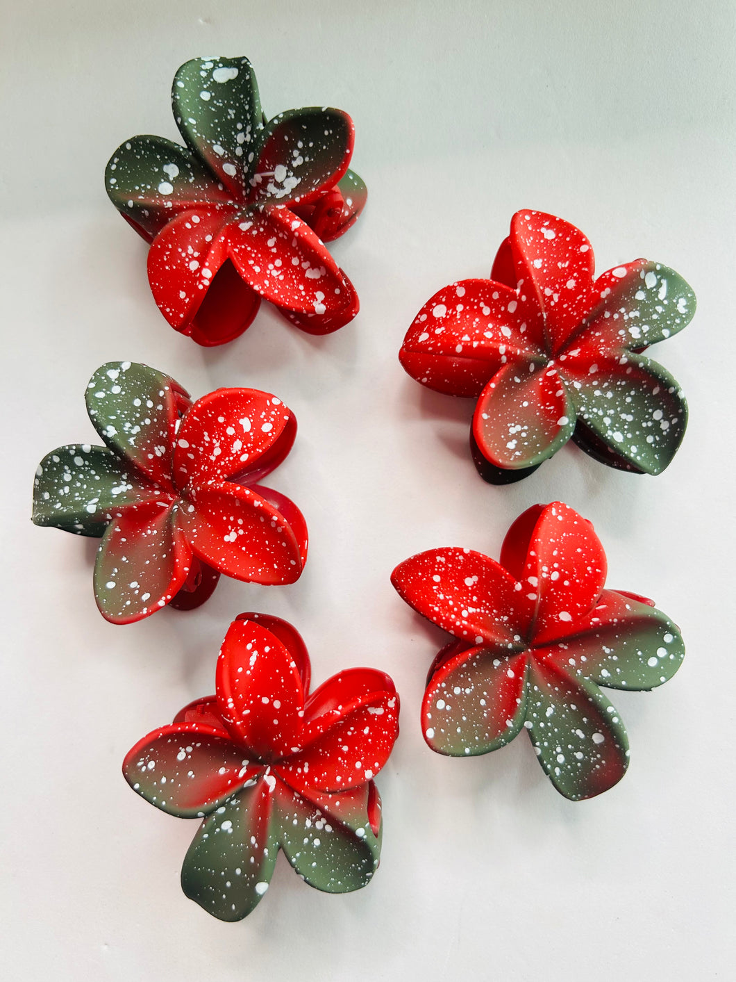 Christmas poinsettia hair clips