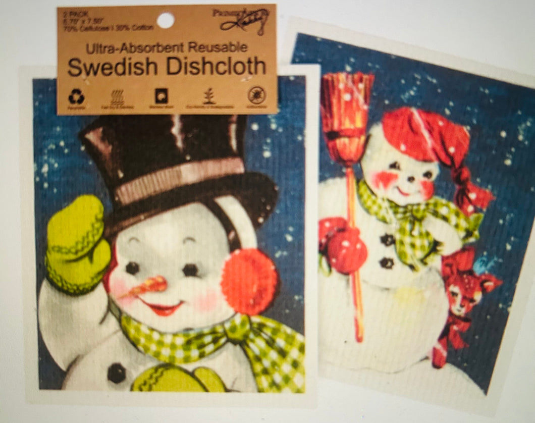 Christmas Swedish dishcloth retro snowman