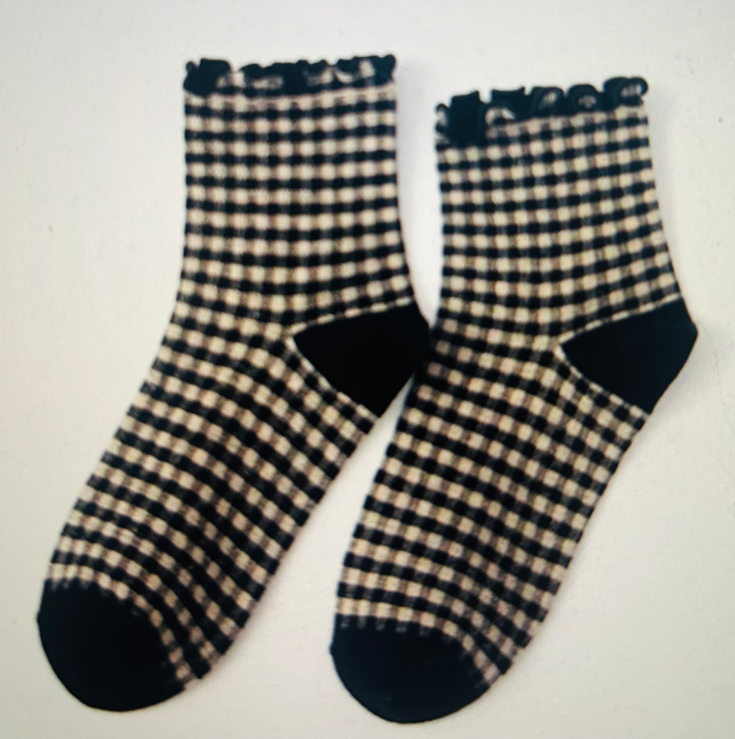 Plaid Ruffle crew socks