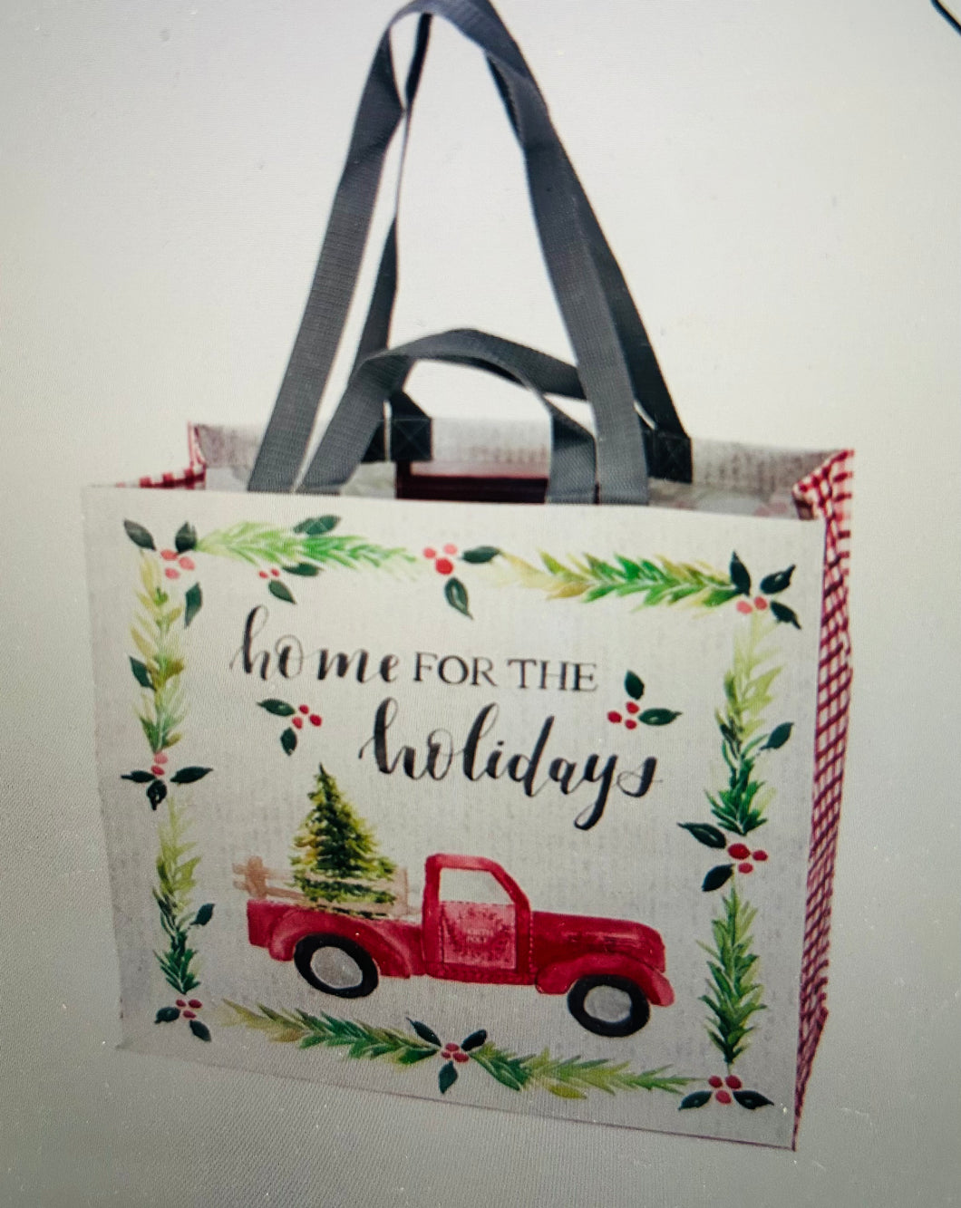 Christmas red truck tote