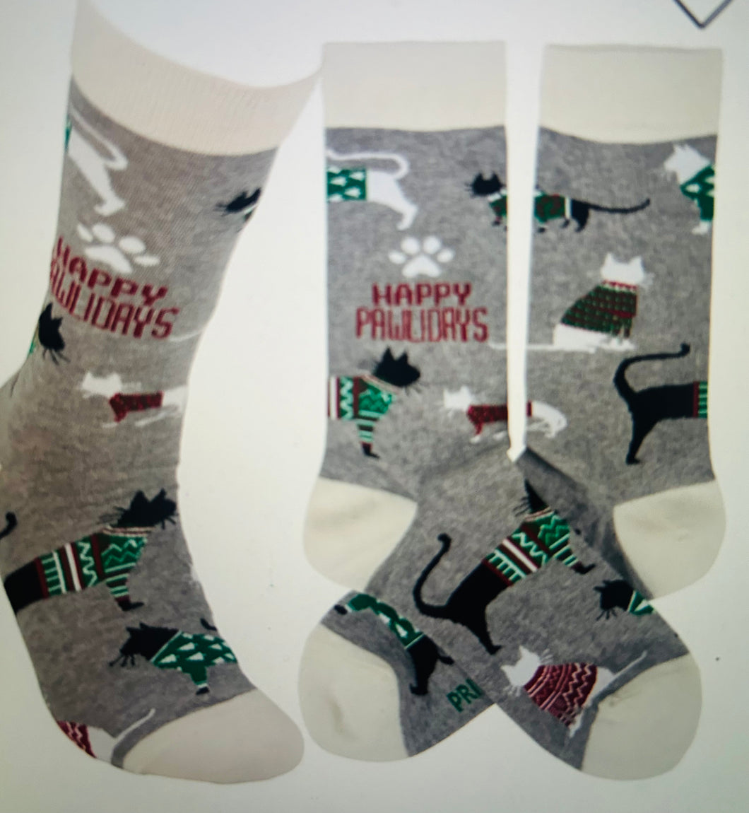 Christmas pawlidays cat socks