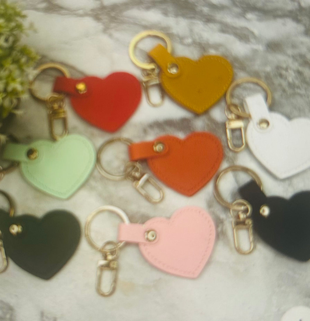 Leather heart keychain