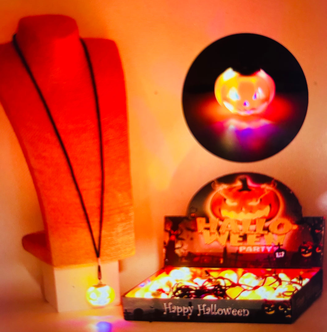 Halloween pumpkin led color- changing necklace