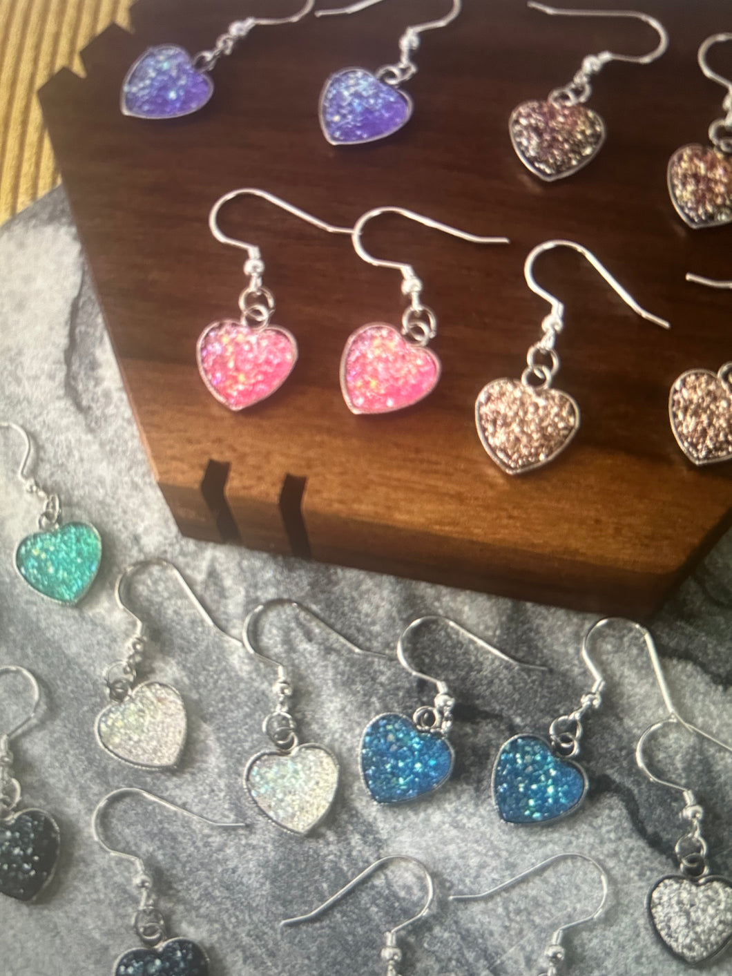 Heart dangle earrings