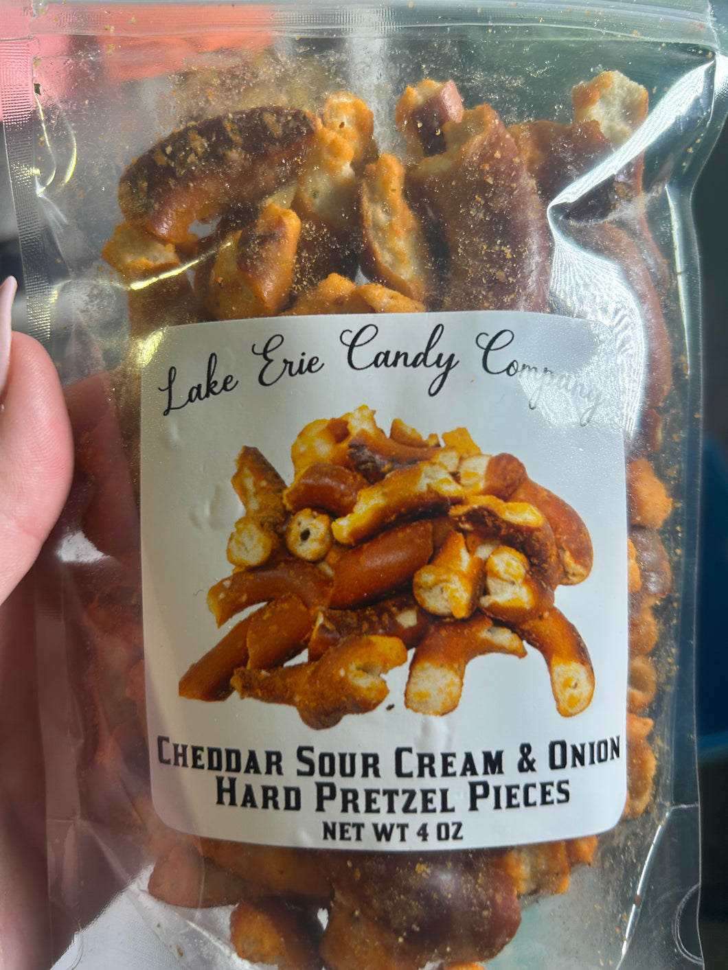 Lake Erie cheddar sour cream & onion hard pretzels