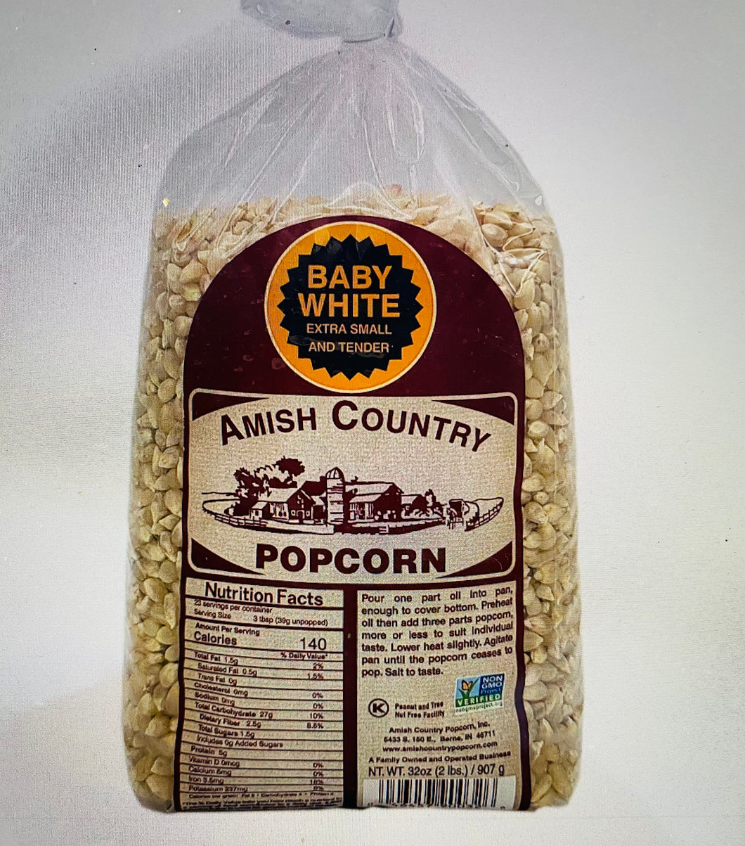 Amish County 2lb bag Baby White popcorn